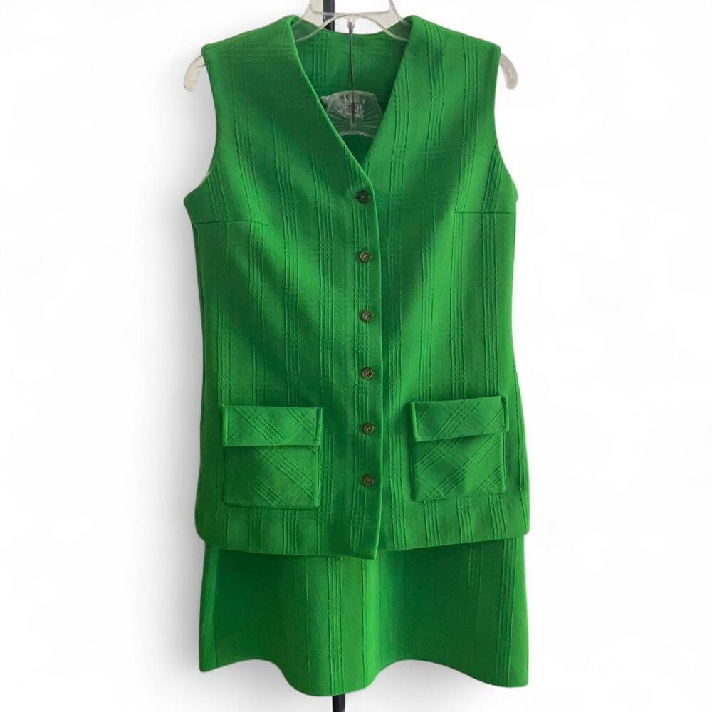 Vintage Brookvalley by Fairlfield 70s green 2 skirt set size S/M